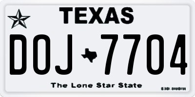 TX license plate DOJ7704
