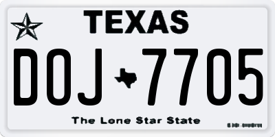 TX license plate DOJ7705