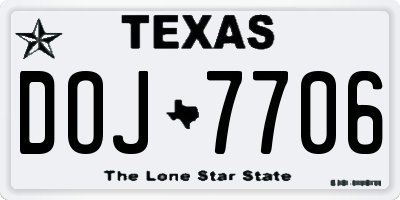 TX license plate DOJ7706