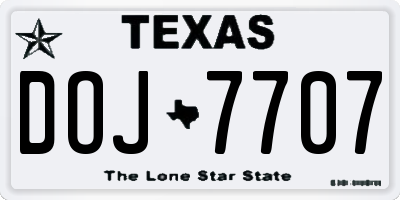 TX license plate DOJ7707