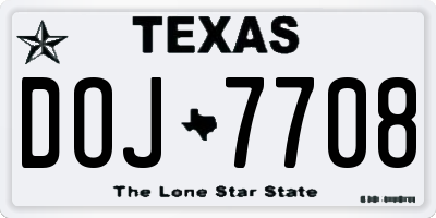 TX license plate DOJ7708