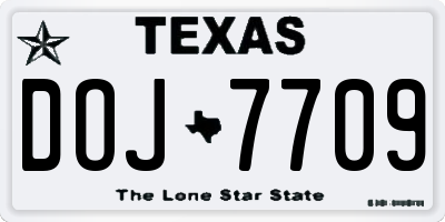 TX license plate DOJ7709