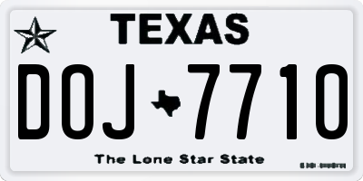 TX license plate DOJ7710
