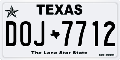 TX license plate DOJ7712