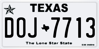 TX license plate DOJ7713