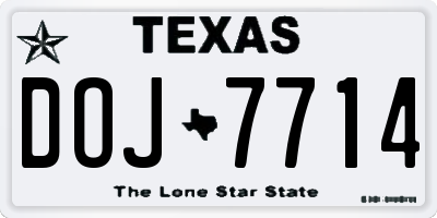 TX license plate DOJ7714