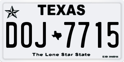 TX license plate DOJ7715