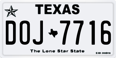 TX license plate DOJ7716