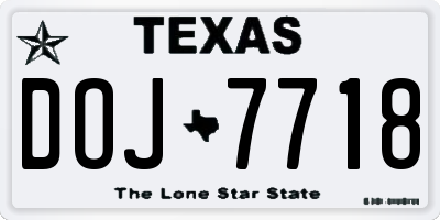 TX license plate DOJ7718