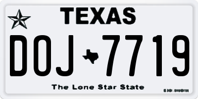 TX license plate DOJ7719