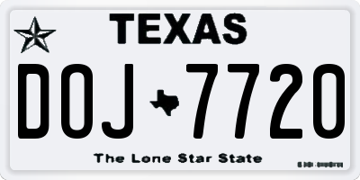 TX license plate DOJ7720