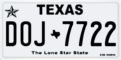 TX license plate DOJ7722