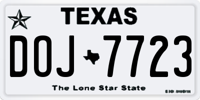 TX license plate DOJ7723