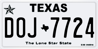 TX license plate DOJ7724