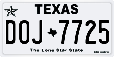 TX license plate DOJ7725