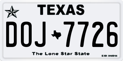 TX license plate DOJ7726