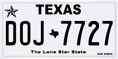TX license plate DOJ7727