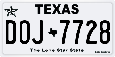 TX license plate DOJ7728
