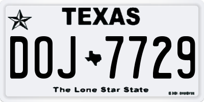 TX license plate DOJ7729