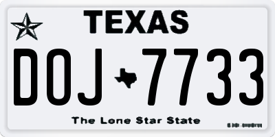 TX license plate DOJ7733