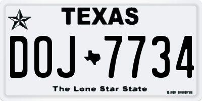 TX license plate DOJ7734