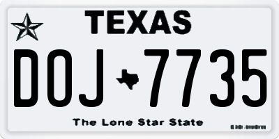 TX license plate DOJ7735