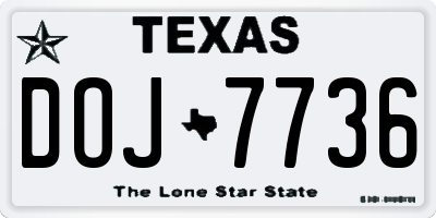 TX license plate DOJ7736