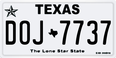 TX license plate DOJ7737