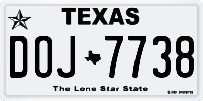TX license plate DOJ7738