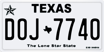TX license plate DOJ7740
