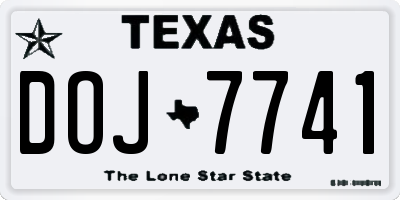 TX license plate DOJ7741