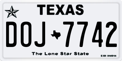 TX license plate DOJ7742