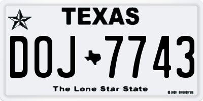 TX license plate DOJ7743