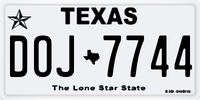 TX license plate DOJ7744