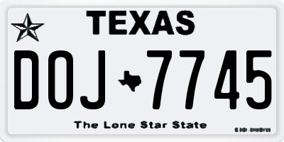 TX license plate DOJ7745