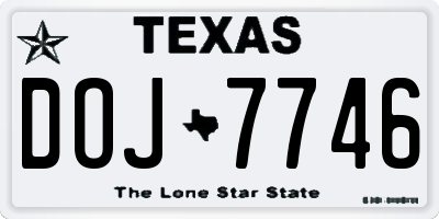 TX license plate DOJ7746