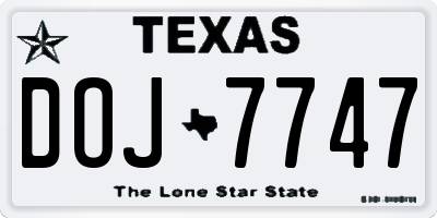 TX license plate DOJ7747