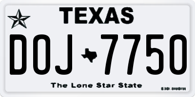 TX license plate DOJ7750