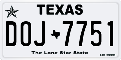 TX license plate DOJ7751