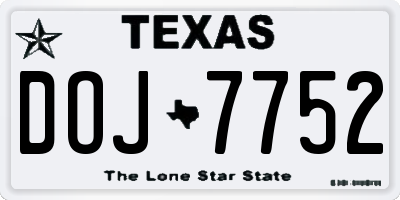 TX license plate DOJ7752