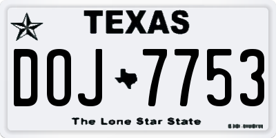 TX license plate DOJ7753