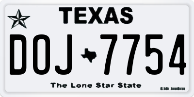 TX license plate DOJ7754