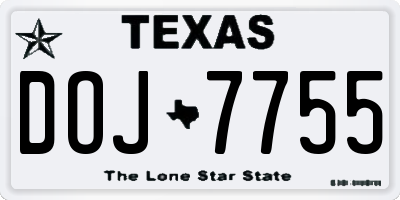 TX license plate DOJ7755