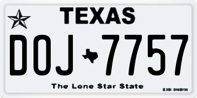 TX license plate DOJ7757