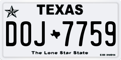 TX license plate DOJ7759
