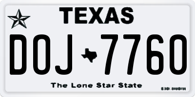 TX license plate DOJ7760