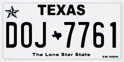 TX license plate DOJ7761