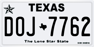 TX license plate DOJ7762