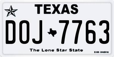 TX license plate DOJ7763