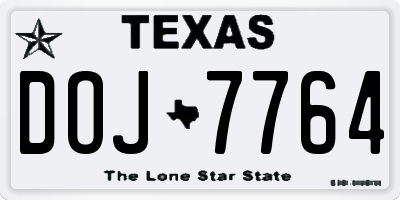 TX license plate DOJ7764